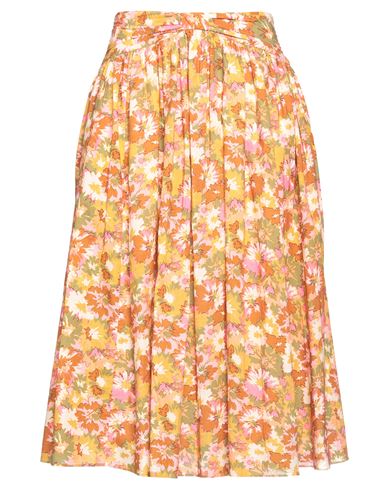 Shop Zimmermann Woman Midi Skirt Mustard Size 2 Cotton In Yellow