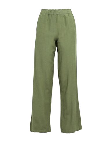 Vila Woman Pants Military Green Size 6 Viscose, Cotton, Linen