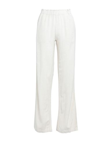 Vila Woman Pants Ivory Size 12 Viscose, Cotton, Linen In White