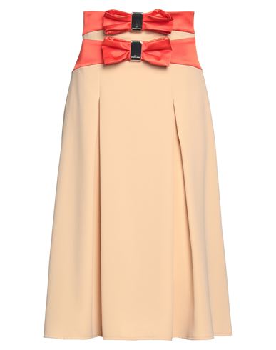 Elisabetta Franchi Woman Midi Skirt Beige Size 4 Polyester