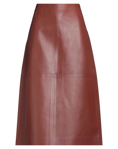 Chloé Woman Midi Skirt Brown Size 4 Lambskin