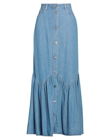 GANNI GANNI WOMAN DENIM SKIRT BLUE SIZE 6 ORGANIC COTTON, TENCEL LYOCELL