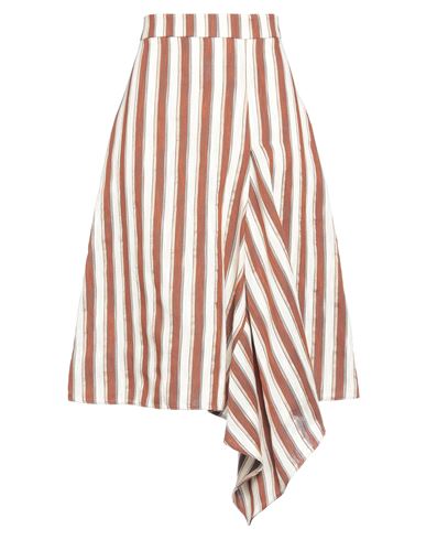 Berwich Woman Midi Skirt Brown Size M Cotton, Acetate, Polyester