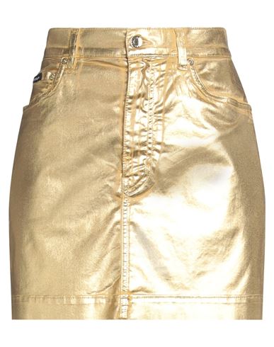 Dolce & Gabbana Woman Mini Skirt Gold Size 8 Cotton, Elastane
