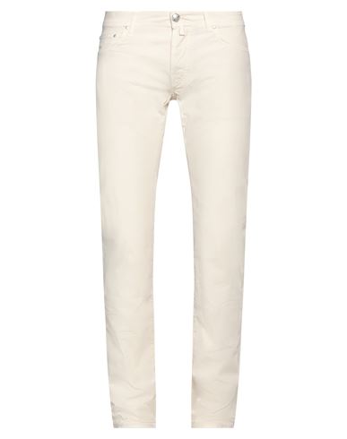 Jacob Cohёn Man Pants Cream Size 32 Cotton, Elastane, Soft Leather In White