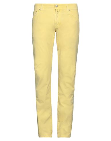 Jacob Cohёn Man Pants Yellow Size 34 Cotton, Elastane, Soft Leather