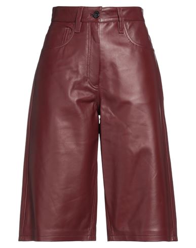 Dries Van Noten Woman Cropped Pants Burgundy Size 27 Soft Leather In Red