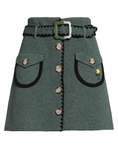 Cormio Woman Mini Skirt Dark Green Size M Wool