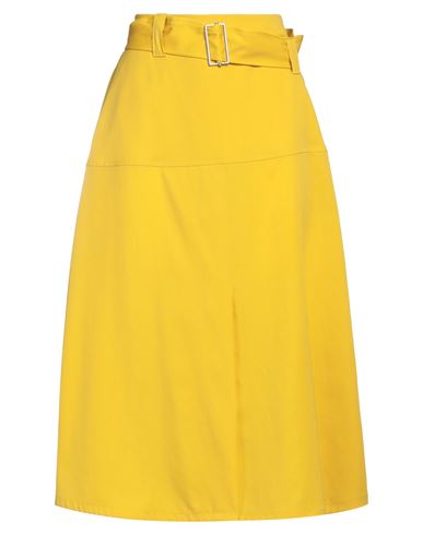 Shop Jil Sander Woman Midi Skirt Yellow Size 2 Virgin Wool