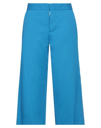 Liviana Conti Woman Cropped Pants Azure Size 6 Cotton, Viscose, Virgin Wool, Elastane In Blue