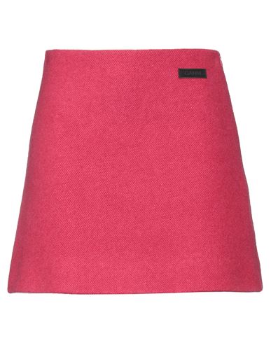 Shop Ganni Woman Mini Skirt Garnet Size 8/10 Wool, Polyamide In Red