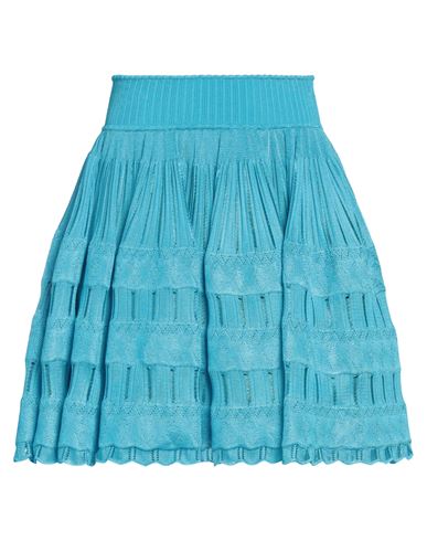 Shop Alaïa Woman Mini Skirt Azure Size 8 Viscose, Polyamide, Elastane In Blue