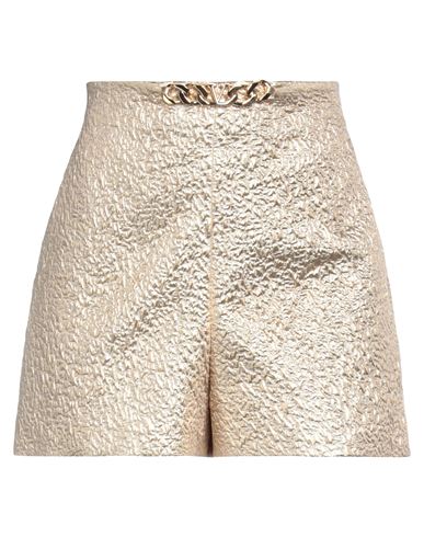 Valentino Garavani Woman Shorts & Bermuda Shorts Gold Size 4 Polyester, Silk, Metallic Fiber