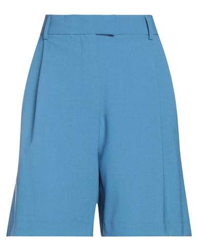 Ottod'ame Woman Shorts & Bermuda Shorts Pastel Blue Size 10 Polyester, Virgin Wool, Elastane