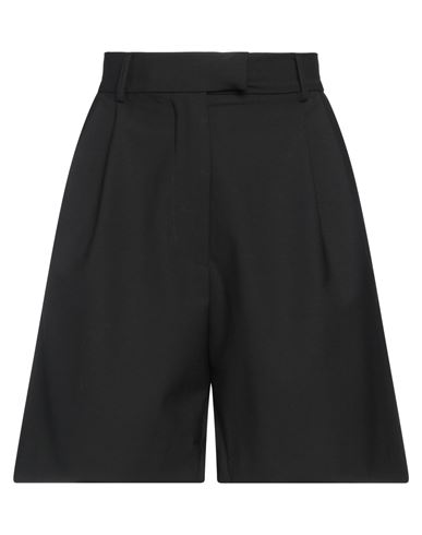 Ottod'ame Woman Shorts & Bermuda Shorts Black Size 4 Polyester, Virgin Wool, Elastane