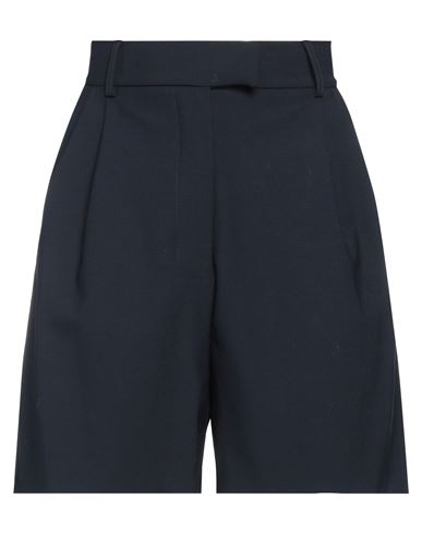 Ottod'ame Woman Shorts & Bermuda Shorts Navy Blue Size 6 Polyester, Virgin Wool, Elastane