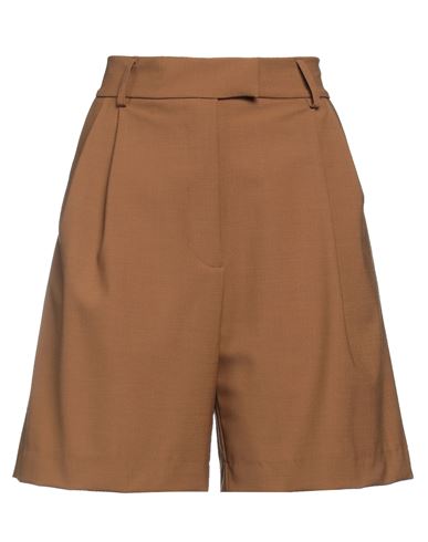 Ottod'ame Woman Shorts & Bermuda Shorts Brown Size 6 Polyester, Virgin Wool, Elastane