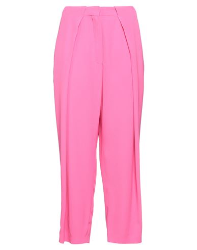 Balmain Cropped Pleated Crepe Tapered Pants In Pink