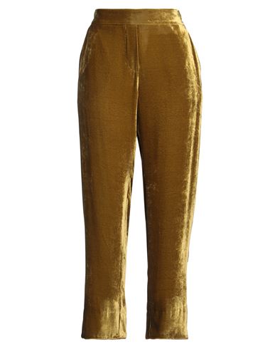 Hanami D'or Woman Pants Mustard Size 12 Viscose, Silk In Yellow