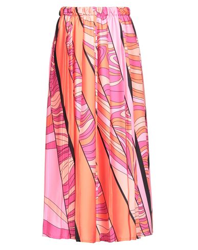Pink Memories Woman Long Skirt Orange Size 10 Polyester