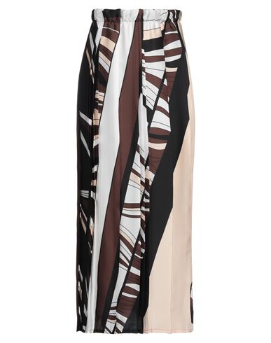 Pink Memories Woman Long Skirt Dark Brown Size 10 Polyester In Brown