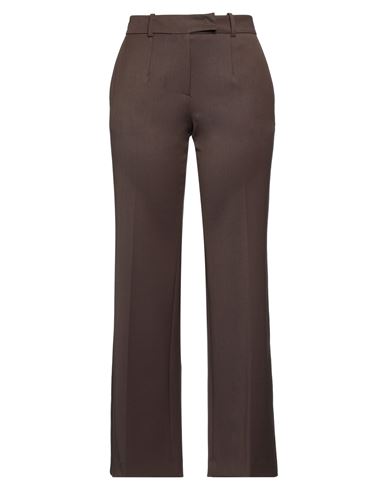 Tela Woman Pants Dark Brown Size 10 Polyester, Lambswool, Elastane