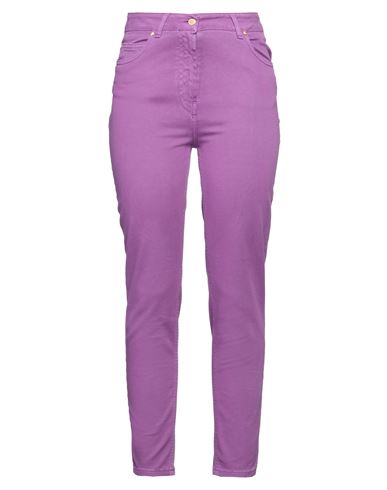 Shop Clips More Woman Jeans Purple Size 6 Cotton, Elastane