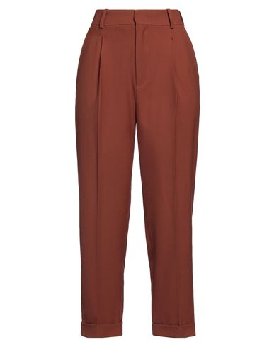 FEDERICA TOSI FEDERICA TOSI WOMAN PANTS BROWN SIZE 4 POLYESTER, VIRGIN WOOL, ELASTANE 