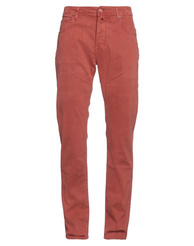 Shop Jacob Cohёn Man Pants Brick Size 33 Cotton, Elastane, Polyester