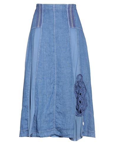 Elisa Cavaletti By Daniela Dallavalle Woman Midi Skirt Blue Size 6 Linen, Cotton, Elastane