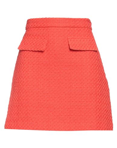 Msgm Woman Mini Skirt Orange Size 6 Cotton, Polyamide