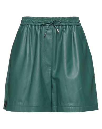 Shop Loewe Woman Shorts & Bermuda Shorts Green Size S Lambskin