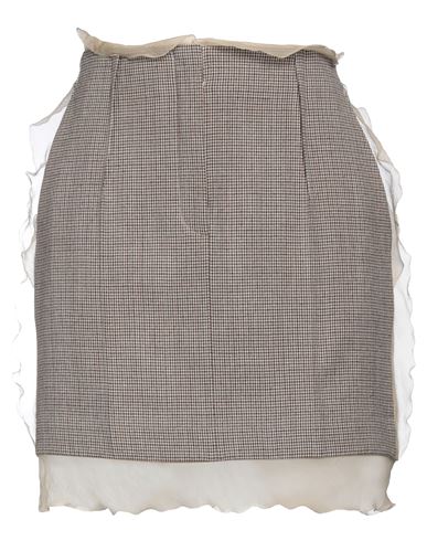 Fendi Woman Mini Skirt Khaki Size 6 Virgin Wool, Polyamide, Elastane In Beige