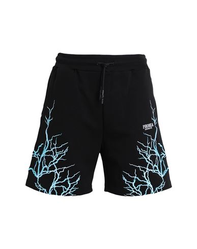 Shop Phobia Archive Black Shorts With Lightblue Embroidery Lightning Man Shorts & Bermuda Shorts Black Si