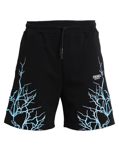 Shop Phobia Archive Black Shorts With Lightblue Embroidery Lightning Man Shorts & Bermuda Shorts Black Si