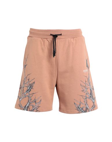 Phobia Archive Terracotta Shorts With Grey Lightning Man Shorts & Bermuda Shorts Camel Size Xl Cotto In Beige