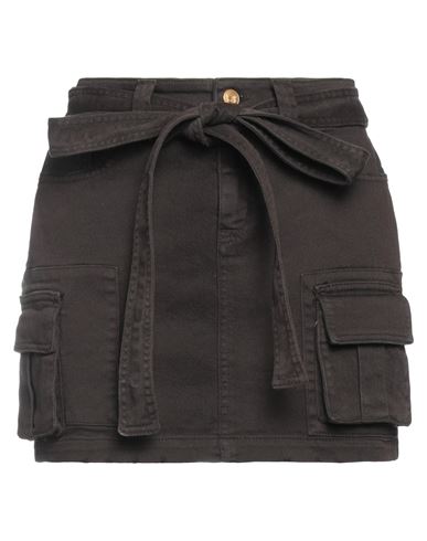 Blumarine Woman Denim Skirt Dark Brown Size 4 Cotton, Elastane