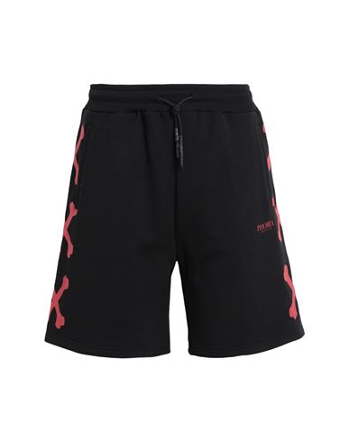 Phobia Archive Black Shorts With Red Cross Bones Man Shorts & Bermuda Shorts Black Size Xl Cotton