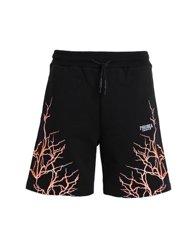 Phobia Archive Black Shorts With Orange Embroidery Lightning Man Shorts & Bermuda Shorts Black Size
