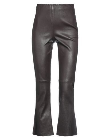Ago E Filo Woman Pants Dark Brown Size 2 Soft Leather In Black