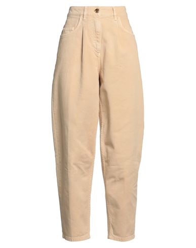 Boutique Moschino Woman Denim Pants Beige Size 4 Cotton