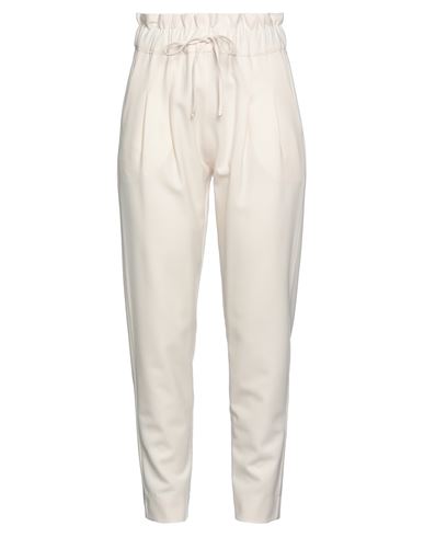 D-exterior D. Exterior Woman Pants Cream Size 8 Merino Wool, Elastane In White