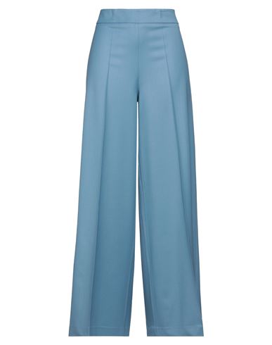 D-exterior D. Exterior Woman Pants Pastel Blue Size 10 Merino Wool, Lycra