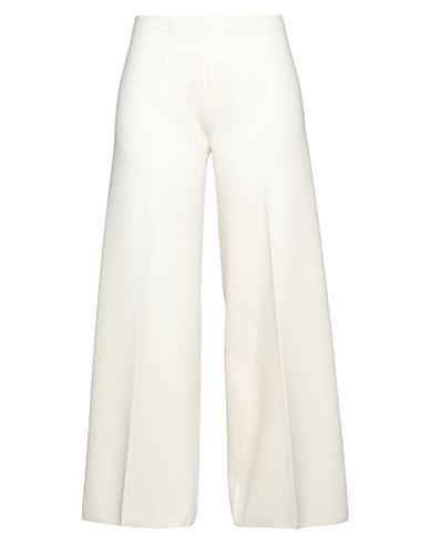 D-exterior D. Exterior Woman Pants Cream Size Xl Merino Wool, Polyester In White