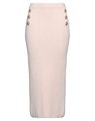 Balmain Woman Midi Skirt Light Pink Size 10 Viscose, Polyamide