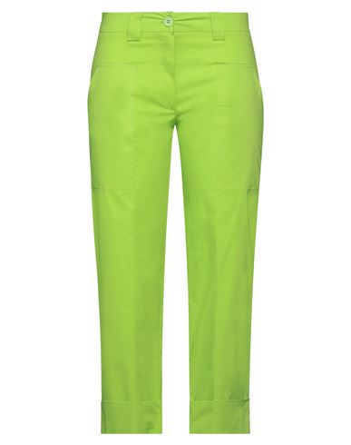 Éclà Woman Cropped Pants Green Size 6 Cotton, Elastane