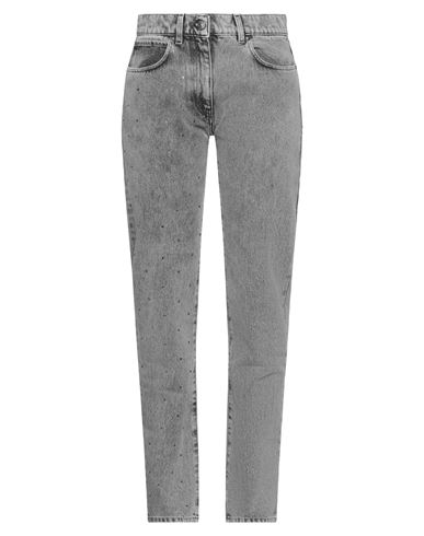 Msgm Woman Denim Pants Grey Size 4 Cotton In Grey