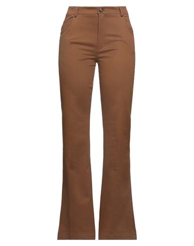 Susy-mix Woman Pants Camel Size S Cotton, Elastane In Beige