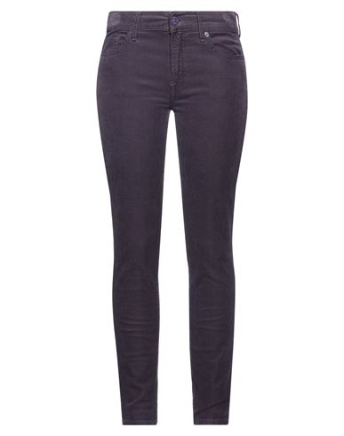 7 For All Mankind Woman Pants Deep Purple Size 27 Cotton, Modal, Polyester, Elastane