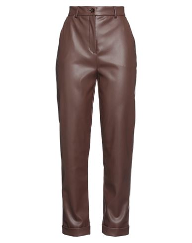Her . Woman Pants Cocoa Size 10 Polyurethane, Polyester In Brown